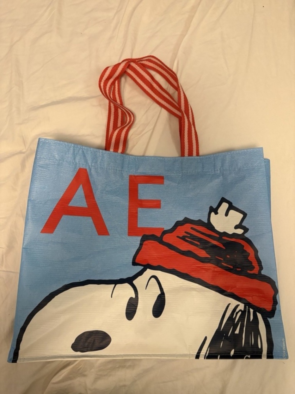 American Eagle AE Peanuts x Snoopy reusable tote bag large shopping bag